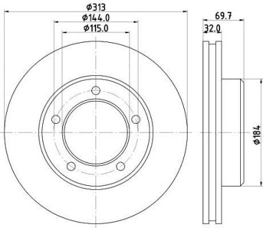 Диск гальмівний передній Lexus LX 470 (98-08)/ Toyota Land Cruiser 100 4.2, 4.5, 4.7 (02-) NISSHINBO ND1047