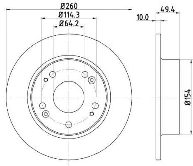 Диск гальмівний задний Honda Accord 2.0, 2.2, 2.4 (03-08) NISSHINBO ND8004K