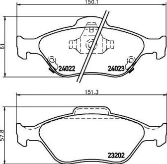 Колодки гальмівні дискові передние Toyota Yaris 1.0, 1.3, 1.4 (05-) NISSHINBO NP1129 (фото 1)