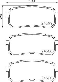 Гальмівні колодки HYUNDAI, KIA ix55, SORENTO III (UM) Rear Axle NISSHINBO NP6099