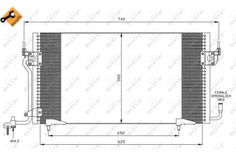 Радіатор AC CITROEN BERLINGO 1.8D/1.9D/2.0D 05.96- NRF 35439