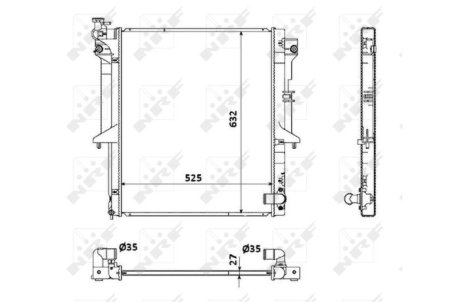 Радиатор охлаждения MITSUBISHI L200 2.5D 06- NRF 53908