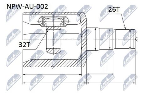 ШАРНІР РІВНИХ КУТОВИХ ШВИДКОСТЕЙ | ATM 6-SPEED VW GOLF V/VI 03-, TOURAN 03-, PASSAT 05-, SKODA OCTAVIA II NTY NPWAU002 (фото 1)