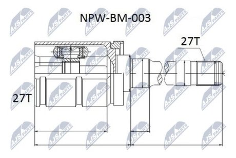 ШАРНІР РІВНИХ КУТОВИХ ШВИДКОСТЕЙ | BMW X-5 E53 3.0 00-05 /ATM/ /ПРАВ/ NTY NPWBM003