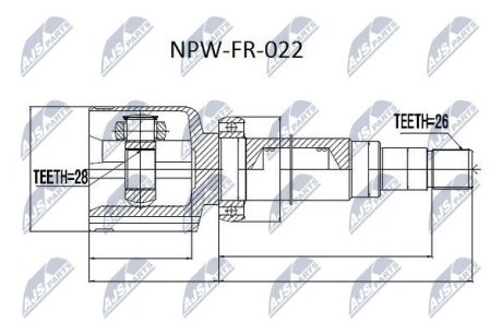 ШАРНІР РІВНИХ КУТОВИХ ШВИДКОСТЕЙ | FORD MONDEO CA2 07-, FORD S-MAX/GALAXY 06- /ПРАВ/ NTY NPWFR022