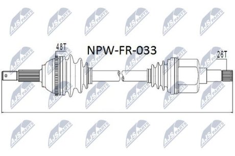 ПІВВІСЬ | FORD TRANSIT 2.0DI 63KW 00- /ЛІВ/ NTY NPWFR033