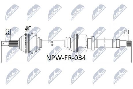 ПІВВІСЬ | FORD TRANSIT 2.0DI 63KW 00- /ПРАВ/ NTY NPWFR034