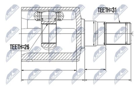 ШАРНІР РІВНИХ КУТОВИХ ШВИДКОСТЕЙ | FORD MONDEO 2.0TDCI, 2.3I IV 07-14, S-MAX 2.0TDCI, 2.3I 06- /ЛІВ, SKRZYNIA AUTOMAT AWF21/ NTY NPWFR065