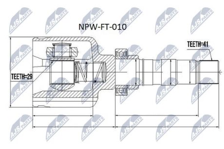 ШАРНІР РІВНИХ КУТОВИХ ШВИДКОСТЕЙ | FIAT DUCATO/PEUGEOT BOXER/CITROEN JUMPER 2.2HDI, 2.3HDI 100/120 06- /ПРАВ/ NTY NPWFT010