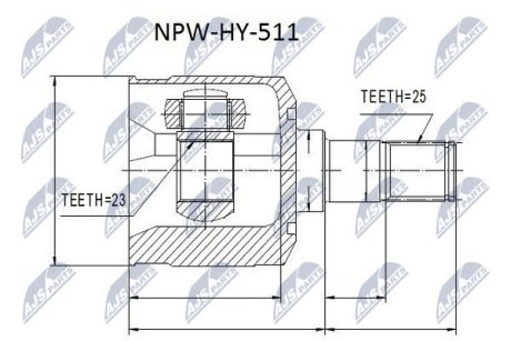 ШАРНІР РІВНИХ КУТОВИХ ШВИДКОСТЕЙ | HYUNDAI LANTRA/ELANTRA 96-06, MATRIX BE 01-06, COUPE 96-00 Л/П NTY NPWHY511