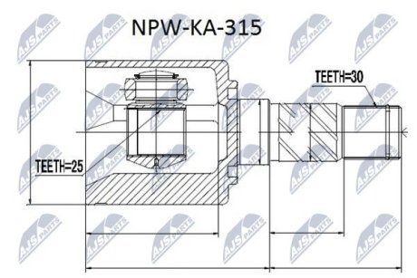 Шарнир равных угловых скоростей левый kia sorento, 49592-3E000 NTY NPWKA315