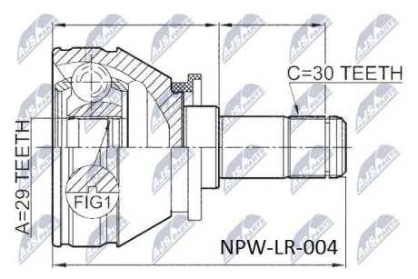 ШАРНІР РІВНИХ КУТОВИХ ШВИДКОСТЕЙ | LAND ROVER RANGE ROVER III 02-12, RANGE ROVER SPORT 05-09 /ЛІВ/ NTY NPWLR004