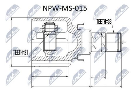 ШАРНІР РІВНИХ КУТОВИХ ШВИДКОСТЕЙ | MITSUBISHI COLT Z32/34/36A 04-, SMART FORFOUR 04- NTY NPWMS015