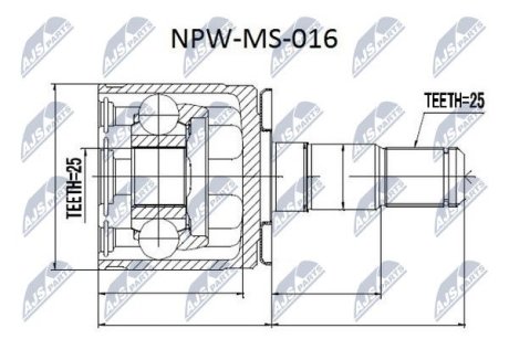 ШАРНІР РІВНИХ КУТОВИХ ШВИДКОСТЕЙ | MITSUBISHI PAJERO V14W-V55W, PAJERO SPORT K94W/K99W 96-06, SPACE GEAR /ЛІВ/ NTY NPWMS016