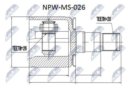 Внутренний шрус mitsubishi pajero v14wv55w 9104 pajero sport k94w,mb886681 NTY NPWMS026