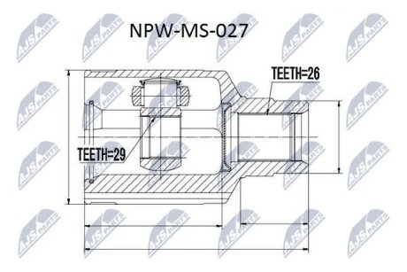 Внутренний шрус mitsubishi outlander 4wd cu2 0206 л mn156833 NTY NPWMS027