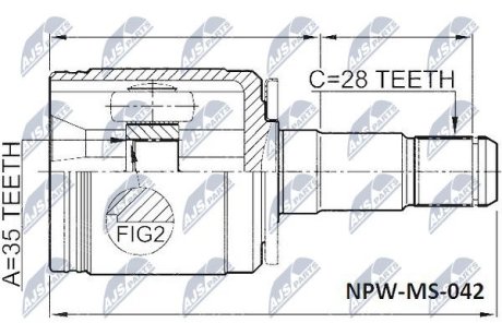 Внутренний шрус mitsubishi pajero v87,3815a195 NTY NPWMS042