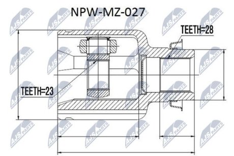 ШАРНІР РІВНИХ КУТОВИХ ШВИДКОСТЕЙ | MAZDA 3 BK /ATM/ 2.0 03- /ПРАВ/ NTY NPWMZ027