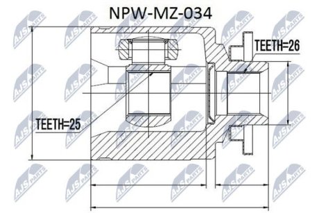 Внутренний шрус mazda b2200 ford ranger 0106, MD19-22-620A NTY NPWMZ034