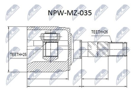 Внутренний шрус mazda b2200 ford ranger 0106,md232550x NTY NPW-MZ-035