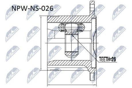 Внутренний шрус nissan xtrail t30 0006 передний,391008h615 NTY NPWNS026