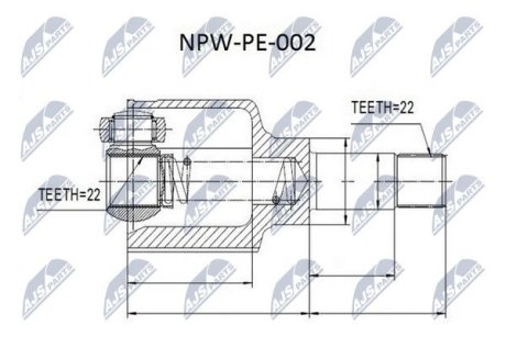 Внутренний шрус peugeot 206 1.1 1.4 98,32726e NTY NPWPE002 (фото 1)