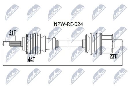 ПІВВІСЬ | RENAULT MEGANE I 1.4,1.6,1.9D/TD/DTI,2.0 95-02, MEGANE SCENIC 1.4,1.6,1.9D/TD/DTI,2.0 96-03 /ПРАВ/ NTY NPWRE024 (фото 1)