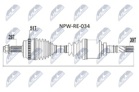 ПІВВІСЬ | RENAULT MASTER II 2.5DCI 01-, OPEL MOVANO 2.5DTI 01- /ПРАВ/ NTY NPWRE034