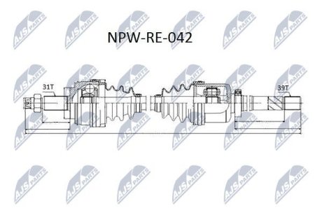 ПІВВІСЬ | RENAULT MASTER FWD 2.3DCI 11-, OPEL MOVANO 2.3CDTI 11-, NISSAN NV400 2.3DCI 11- /ПРАВ/ NTY NPWRE042