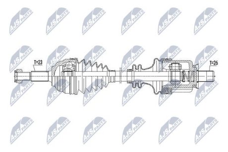 Приводной вал (полуось) renault megane21.5dci 45444,8200267040 NTY NPWRE093