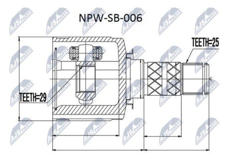 ШАРНІР РІВНИХ КУТОВИХ ШВИДКОСТЕЙ | SUBARU IMPREZA G11 00-07, LEGACY B13 03- /ЛІВ/ NTY NPWSB006