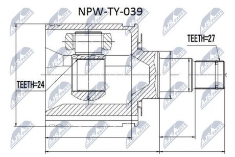 ШАРНІР РІВНИХ КУТОВИХ ШВИДКОСТЕЙ | TOYOTA LANDCRUISER KDJ90 3.0D-4D 00-02, KZJ90/95 3.0D 96-99, VZJ90 3.4 96-02, 4RUNNER RZN185 2.7 95-00, VZN185 3.4 95-02 Л/П NTY NPWTY039