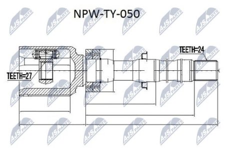 ШАРНІР РІВНИХ КУТОВИХ ШВИДКОСТЕЙ | TOYOTA RAV-4 ALA30 2.2D-4D /MTM/ 05-12, 2.2D-CAT /MTM/ 05-08 10-12, ALA41 2.0D-4D /MTM/ 13-, ALA49 2.2D-4D /MTM/ 12- /ПРАВ/ NTY NPWTY050