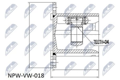 ШАРНІР РІВНИХ КУТОВИХ ШВИДКОСТЕЙ | VW -DSG GEAR BOX- PASSAT, GOLF, TOURAN, CADDY, AUDI A3/A4, SKODA OCTAVIA NTY NPWVW018