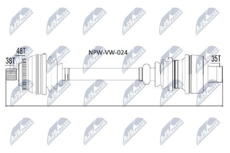 ПІВВІСЬ | VW SHARAN, FORD GALAXY, SEAT ALHAMBRA 1.9TDI AHU/1Z 95-01 /MTM/ /ПРАВ/ NTY NPWVW024