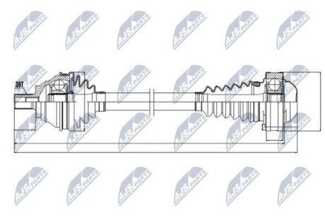 ПІВВІСЬ | VW GOLF V/VI 2.0, 1.9/2.0TDI 03-, PASSAT 2.0, 1.9TD, 2.0TDI, 3.2FSI 05-, CADDY 04-, TOURAN 03-, JETTA 05-, CC 11-, SKODA OCTAVIA 1.8TFSI,1.9/2.0TDI 04, SUPERB 1.8TFSI, 2.0TDI 08-, NTY NPWVW032