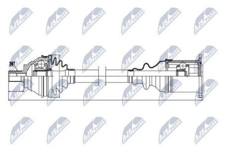 ПІВВІСЬ | VW GOLF V/VI 1.9/2.0TDI 03-, PASSAT 1.9TD, 2.0TDI, 3.2FSI 05-, CADDY 04-, TOURAN 03-, JETTA 05-, CC 11-, SKODA OCTAVIA 1.9/2.0TDI 04, SUPERB 2.0TDI 08-, AUDI A3 1.9/2.0TDI 03- /ЛІВ NTY NPWVW039