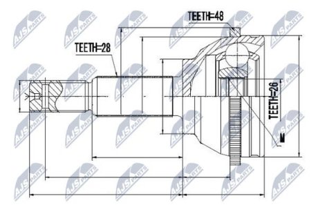 ШАРНІР РІВНИХ КУТОВИХ ШВИДКОСТЕЙ | FORD TRANSIT 2.0DI/TDCI 00-03 /+ABS=48T/ NTY NPZFR037