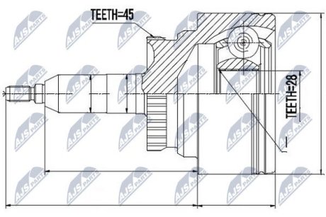 ШАРНІР РІВНИХ КУТОВИХ ШВИДКОСТЕЙ | FORD F150/F250/F350 94-14, EXPEDITION III 07-, LINCOLN MARK LT 04-08, NAVIGATOR II 02-06, III 06- NTY NPZFR045