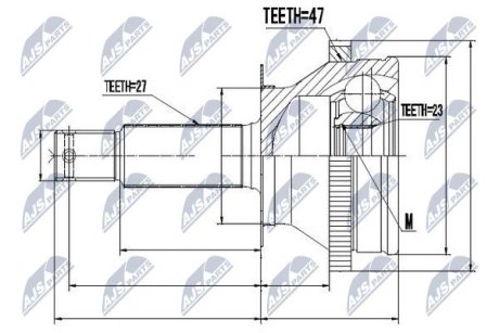 ШАРНІР РІВНИХ КУТОВИХ ШВИДКОСТЕЙ | HYUNDAI SONATA EF 2.0,2.4,2.5,2,7 ATM 98-04, TRAJET 2.0,2.0CRDI,2.7 ATM NTY NPZHY530