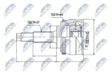 ШАРНІР РІВНИХ КУТОВИХ ШВИДКОСТЕЙ | NISSAN PRIMERA P11 1.8I,2,0I 96-02, PRIMERA P12 2.0I ATM 02- NTY NPZNS001 (фото 1)