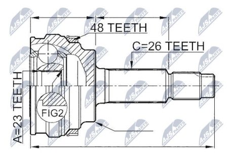 ШАРНІР РІВНИХ КУТОВИХ ШВИДКОСТЕЙ | TOYOTA PRIUS NHW20 1.5 03-09 NTY NPZTY004