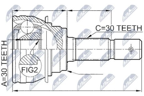 ШАРНІР РІВНИХ КУТОВИХ ШВИДКОСТЕЙ | TOYOTA LANDCRUISER J120 3.0D-4D,4.0 2002-, FJ CRUISER GSJ1 4.0 06- NTY NPZTY020