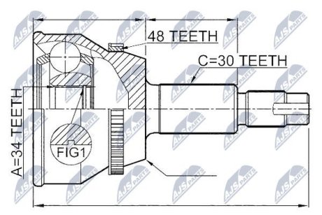 ШАРНІР РІВНИХ КУТОВИХ ШВИДКОСТЕЙ | TOYOTA HIGHLANDER MHU23/MHU28 3.5 05-07, LEXUS RX400H 05-08 NTY NPZTY073