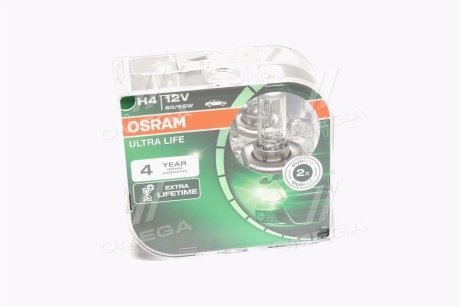 Лампа фарна H4 12V 60/55W P43t ULTRA LIFE (компл.) OSRAM 64193ULT-HCB-DUO