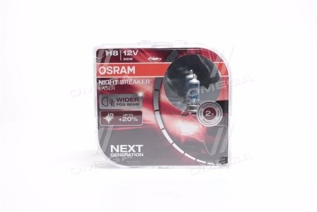 Лампа фарна H8 12V 35W PGJ19-1 NIGHT BREAKER LASER next generation (+150) компл OSRAM 64212NL-HCB