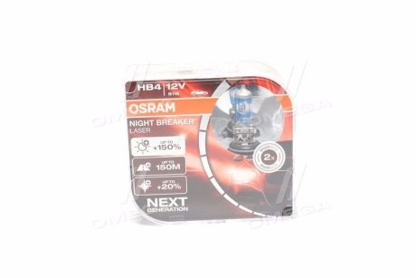 Автолампа Night Breaker Laser HB4 P22d 51 W прозрачно-голубая OSRAM 9006NLHCB