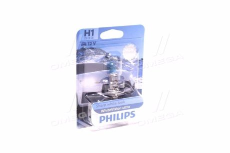 Автолампа H1 B1 12V 55W P14,5s WhiteVision ultra +60% (3700K) (1 шт. в блістері) PHILIPS 12258WVUB1 (фото 1)