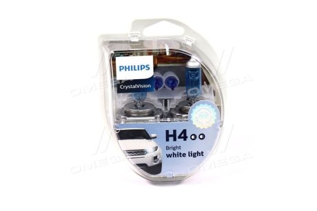 Лампа накаливания H4 12V 60/55W P43t-38 Cristal Vision + 2x W5W 4300K PHILIPS 12342CVSМ