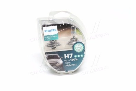 Лампа розжарювання H7 X-tremeVision Pro150 +150 12V 55W PX26d (комплект) PHILIPS 12972XVPS2